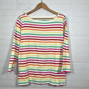 Talbots The Talbot Tee Cotton Long Sleeve Striped Top Shirt Size XL Round Neck